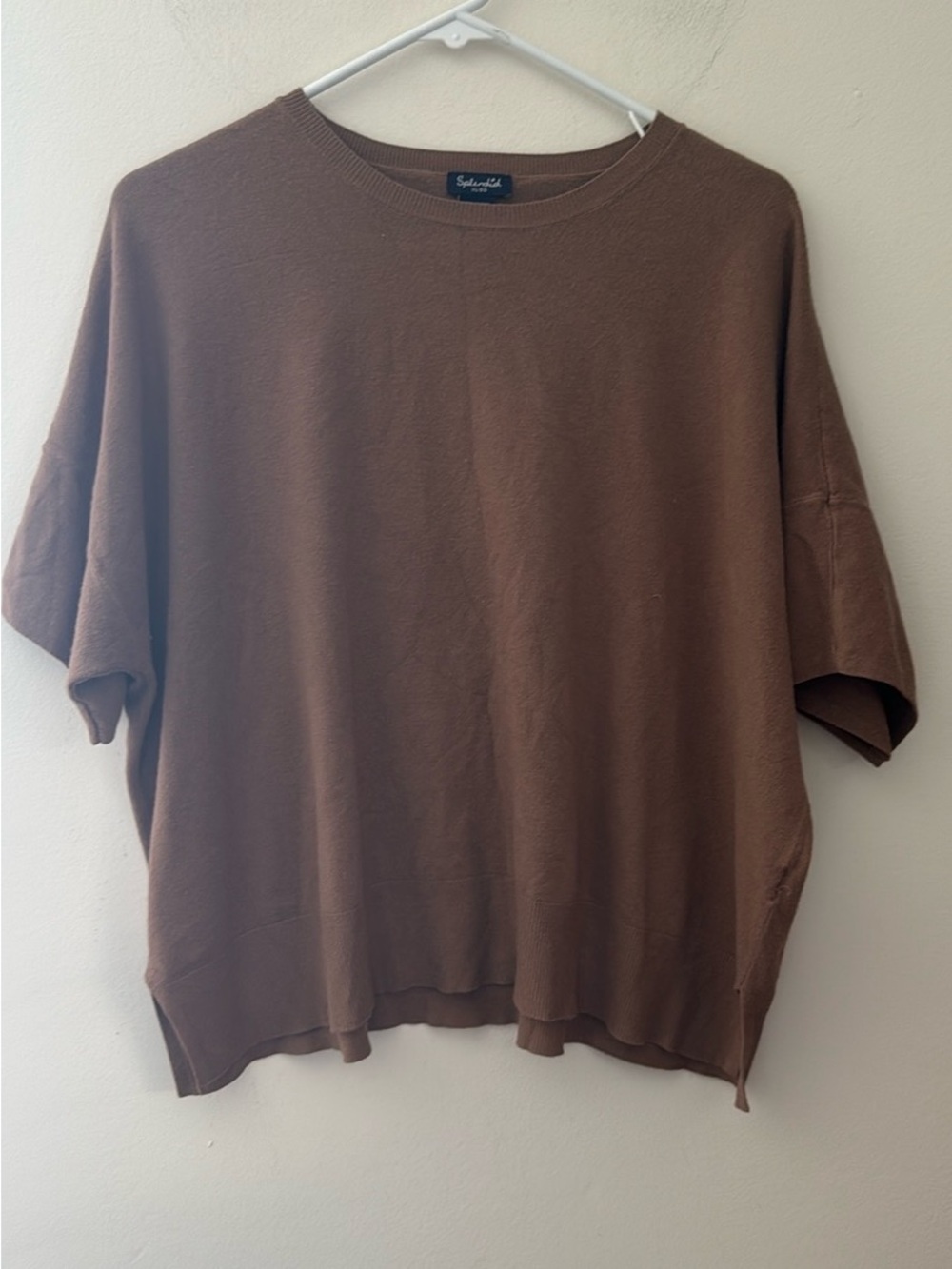 Splendid Chocolate Brown Short-Sleeve Knit Pullover